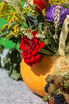 beautiful bouquets of flowers and herbs 