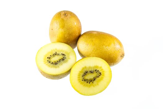 yellow gold kiwi fruit isolated on white background