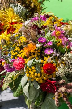 beautiful bouquets of flowers and herbs 