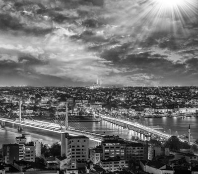 Instanbul night panorama from Galata Tower.