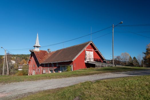 Bright red barn at Norway