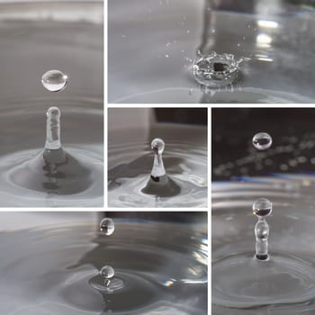 Water drop splashing and ripple collection, close up image.