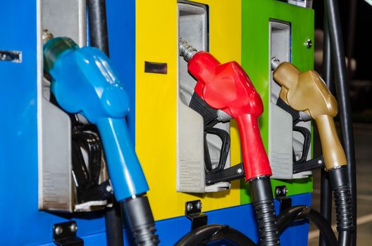 Three color fuel oil nozzle at night time
