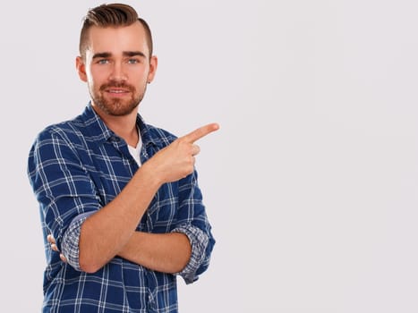 Emotions, feelings. Young guy with on a white background