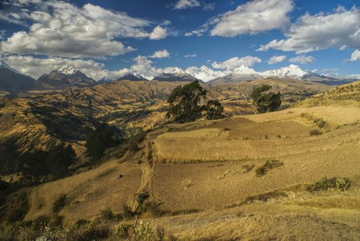 Panoramic view of valleys in Peruvian Cordillera Negra                    