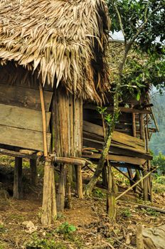 Picturesque view of wooden shacks standing on a hill 
