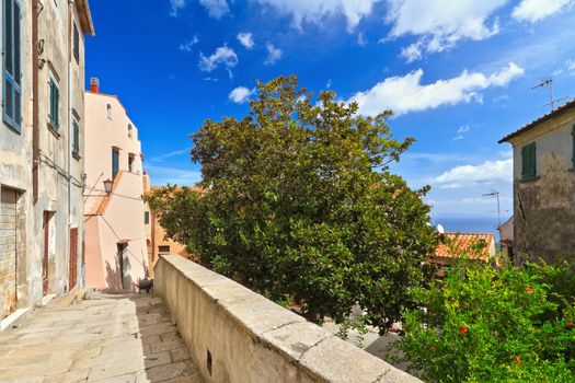 view in Marciana, small village in Elba island, Tuscany, Italy