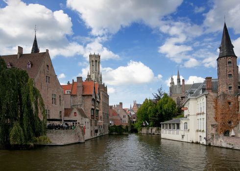Old mansions and towers compete for attention in Bruges.