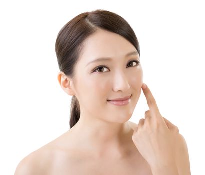 Asian beauty face closeup portrait with clean and fresh elegant lady.