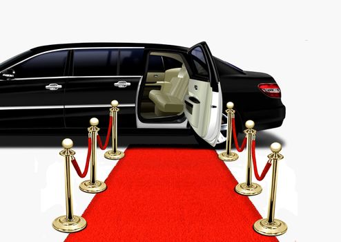 Black Limo on Red Carpet Arrival