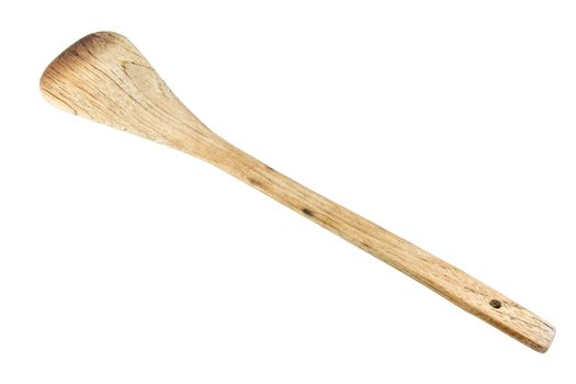 wooden spade of frying pan isolated on white background