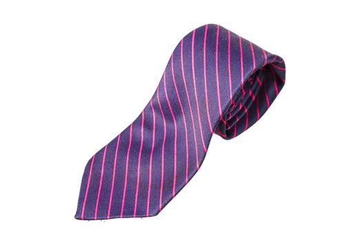 blue and pink strips business neck tie isolated on white background