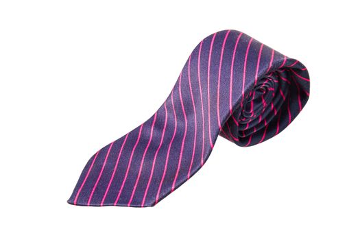 blue and pink strips business neck tie isolated on white background