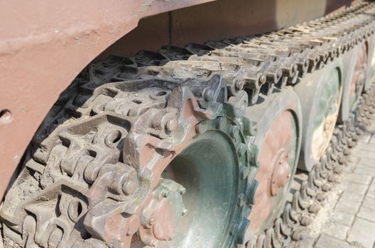 caterpillar of tank close up