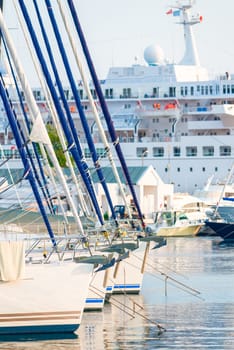 marine vessels moored in the sea port