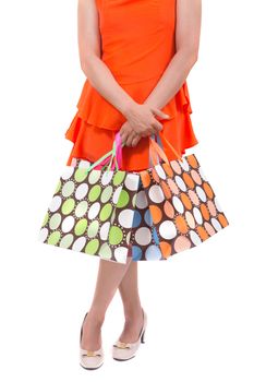 young woman holding shopping bags