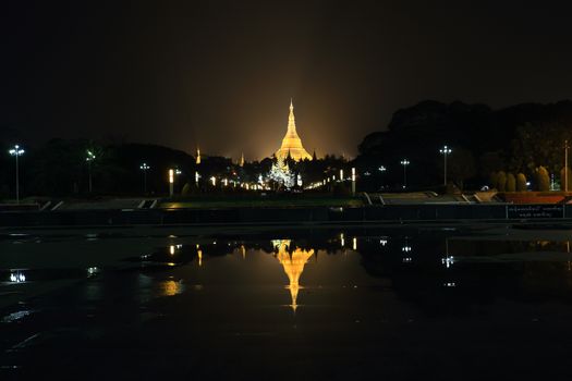 Shwedagon Pagoda in twilight. Yangon, Myanmar (Burma)
