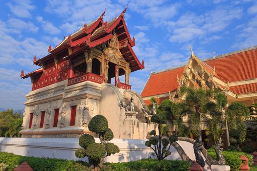 Beautiful Thai temple style and buddhist art decoration in Thailand.