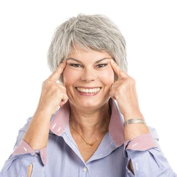 Portrait of a elderly woman making a funny face 