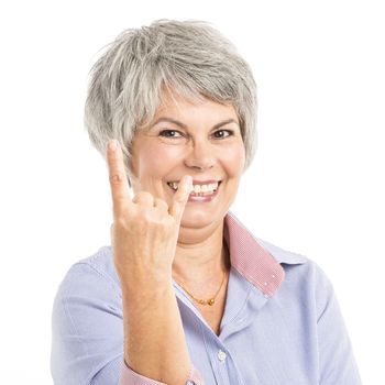 Portrait of a cheerful elderly woman  