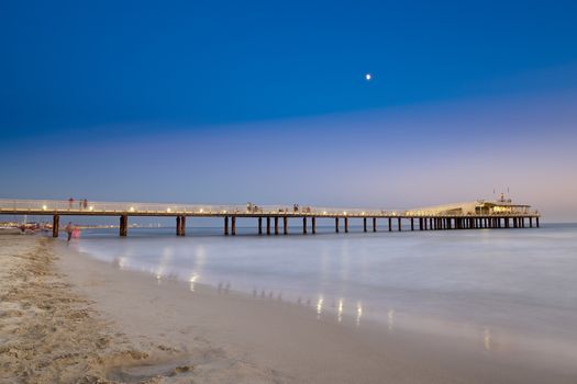 The jetty of Lido di Camaiore in the evening, Tuscany, Italy. 