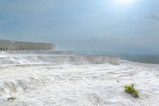 Travertine pools as part of the natural phenomenon in Pamukkale, Turkey