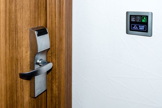 Luxury hotel electronic doorplate touch doorbell switch stating Make Up Room