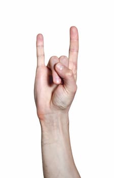 Man hand sign isolated on white background