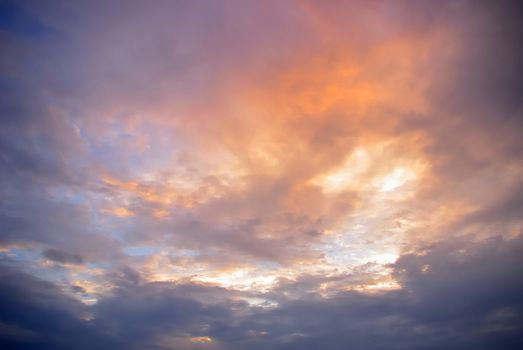 Nice color cloudy sky in sunset time