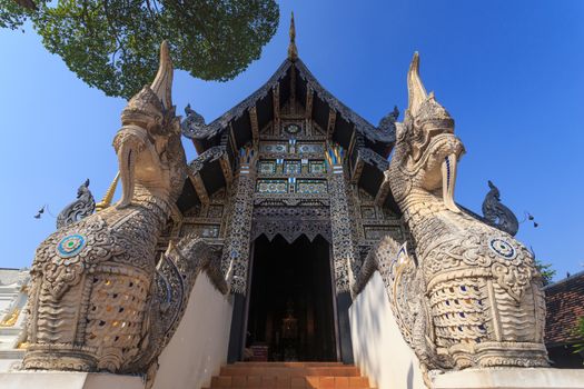 Beautiful Thai temple style and buddhist art decoration in Thailand.