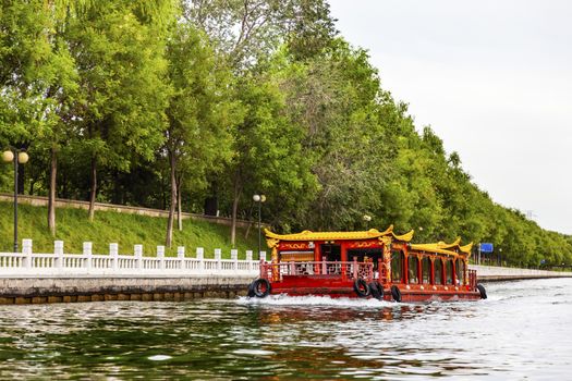 Boat Trip Canal from Summer Palace to Exhibition Center Beijing China Beijing is known for its canals and this is a very old boat trip