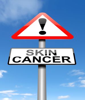 Illustration depicting a sign with a skin cancer concept.