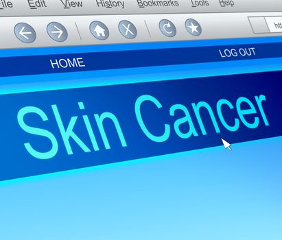 Illustration depicting a computer screen capture with a skin cancer concept.