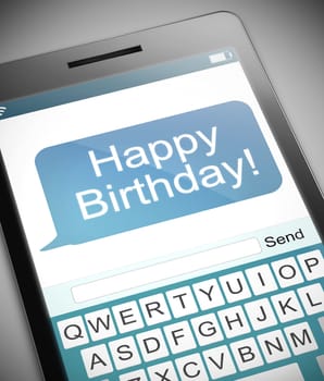 Illustration depicting a phone with a happy birthday concept.