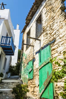 Alonissos Greek island street in the morning