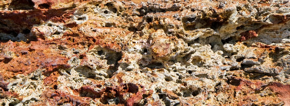 Patterns on the coastal cliffs of red sandstone (Arabian sea coasline)