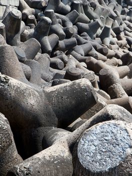 Breakwater in Vizhinjam seaport (Thiruvananthapuram, Kerala, India)