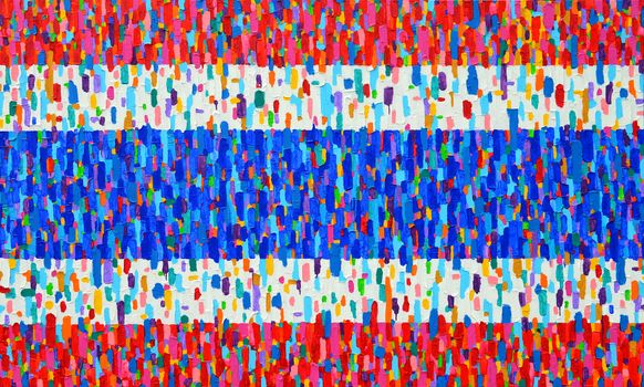 "Power of People in Thailand, 2014" Texture, background and Colorful Image of an original Abstract Painting on Canvas. (flag of Thailand)