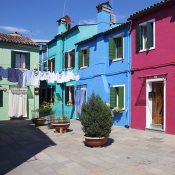 Famous Burano island, colorful houses