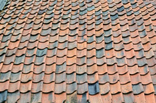 Old renovation roof with equally old roof tiles.