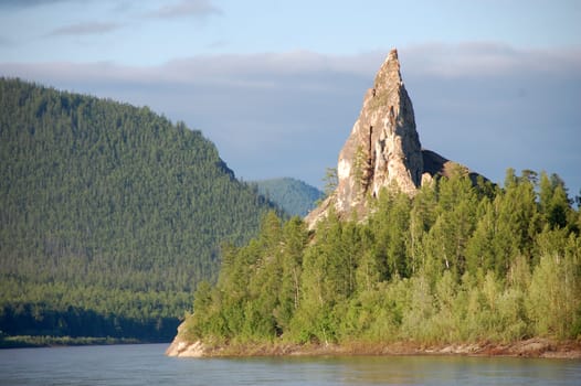 Rock at Kolyma river coast, Yakutia, Russia