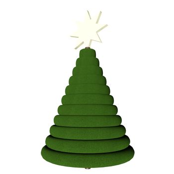 Christmas tree over white background, 3d render