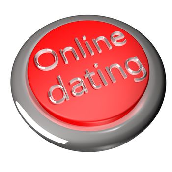 Online dating button isolated over white, 3d render