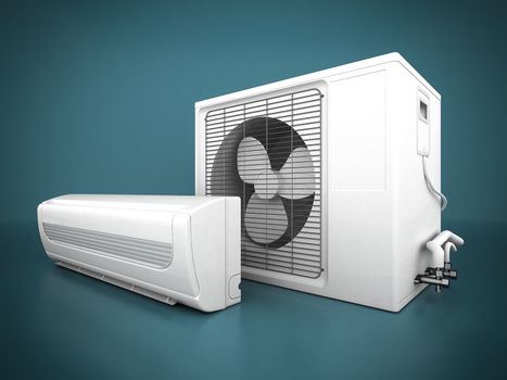 Image of modern air conditioner on a blue background