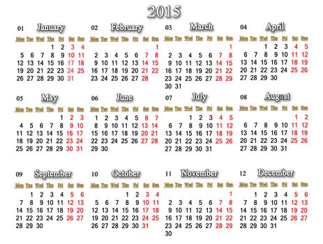 beautiful white calendar for next  2015 year