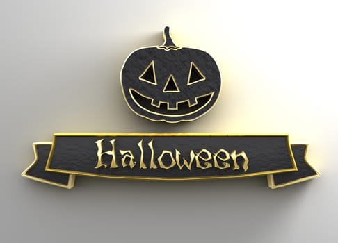 Halloween - black and gold 3D quality render on the background with soft shadow.