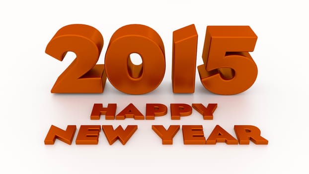 Happy New Year 2015. 3D design template on the light background with soft shadow.