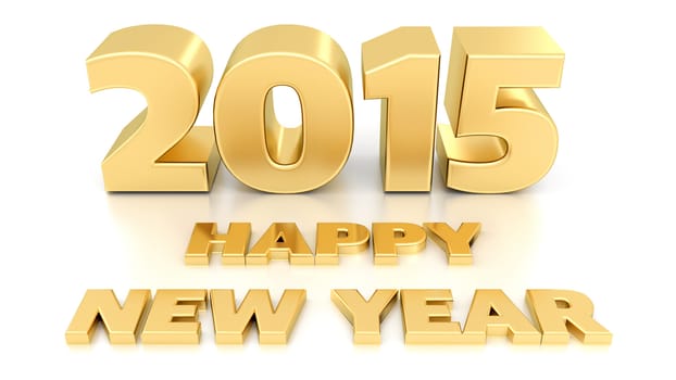 Happy New Year 2015. Isolated 3D design template on white background.