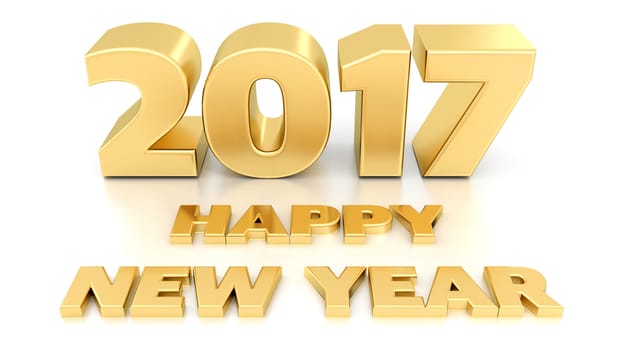 Happy New Year 2017. Isolated 3D design template on white background.