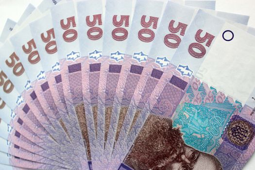 image of background of Ukrainian money value of 50 grivnas